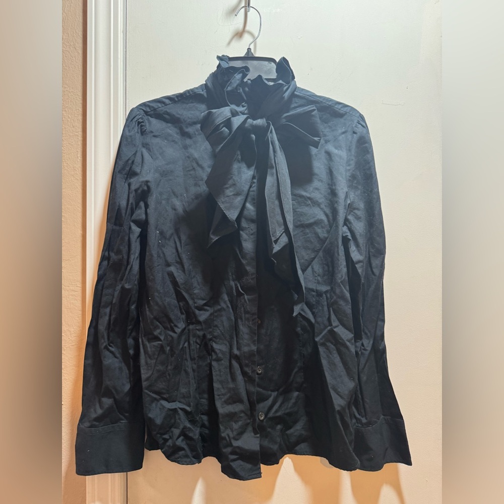 Preowned Ralph Lauren Tie Neck Blouse Size Large